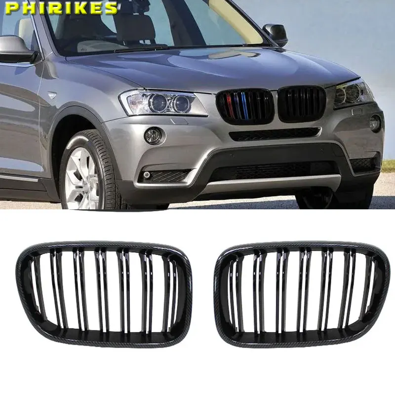 

Пара передних решеток радиатора глянцевого черного цвета для BMW X3 F25 2010-2013, замена для гоночного переднего бампера, элементы обвеса