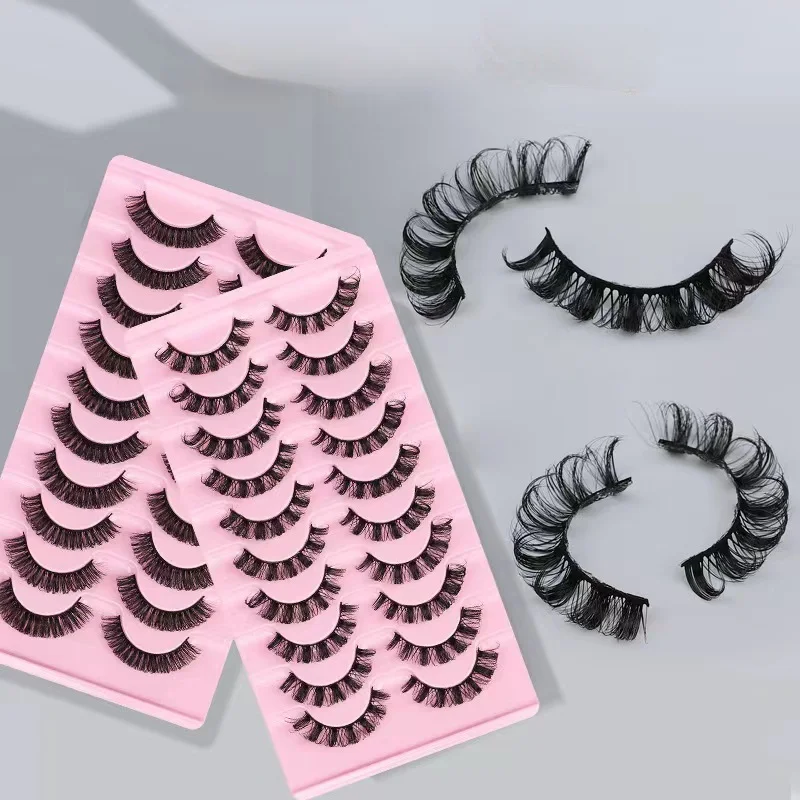 Simple Application Dramatic Russian 3D Mink Strip Lashes 10 Pairs Wholesale Fake Eyelashes For Makeup Newbies & Vendors