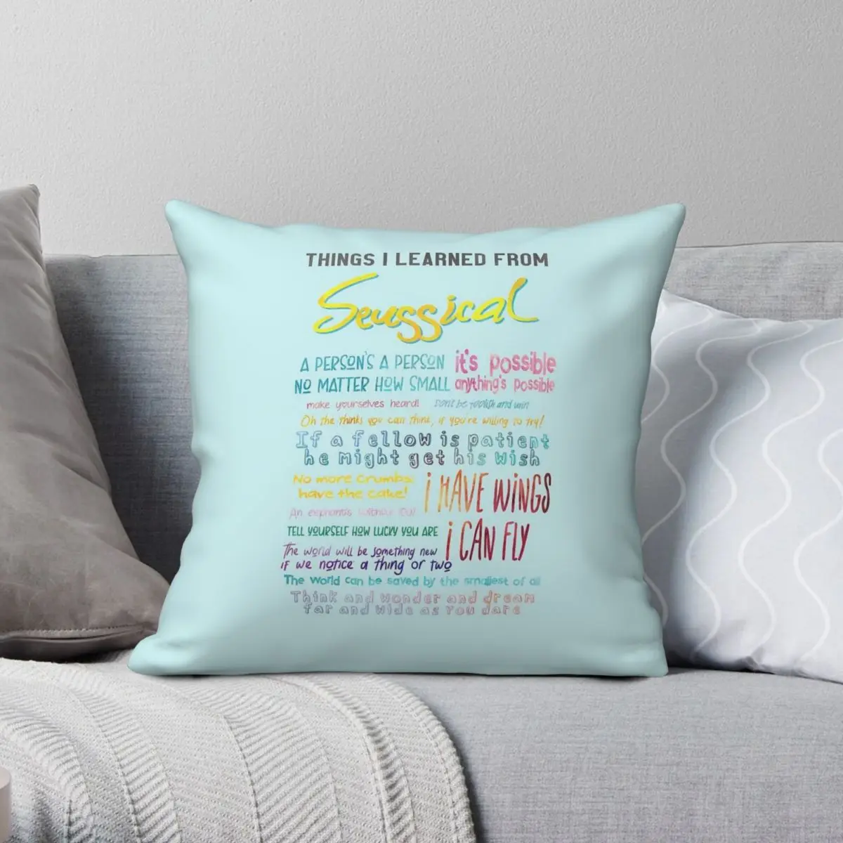 Things I Learned From Seussical Musical Square Pillowcase Polyester Linen Velvet Creative Zip Decor Room Cushion Cover