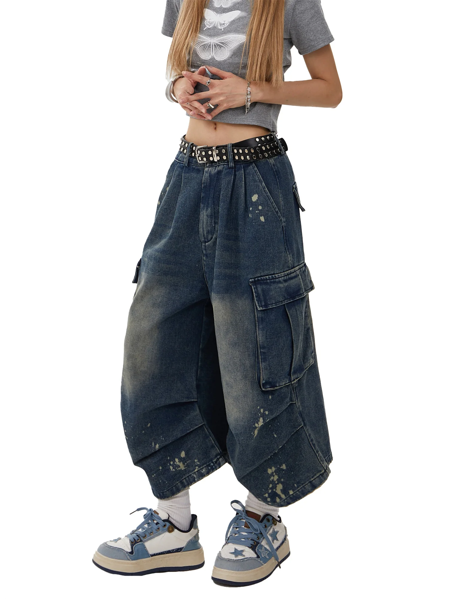 

Мужские джинсы в стиле ретро-американский винтаж, широкие, повседневные, средней длины, прямого кроя, для работы и молодежного стиля