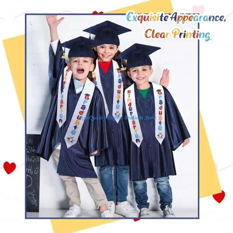 U2JE Colorful Pencil Design Satins Ribbon 130Cm Long Soft And Smooth Satins Sash Perfect For Kids Graduation And School Event