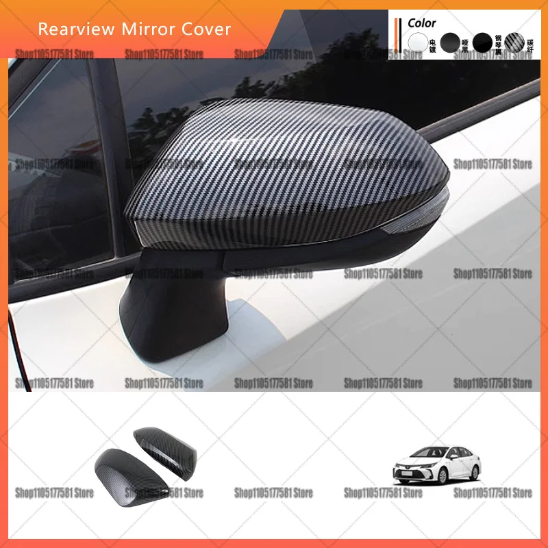 For Toyota Corolla 2019-2025 Mirror Cover Cap, Carbon Fiber Look, Decorative Trim Shell, Replacement Sticker
