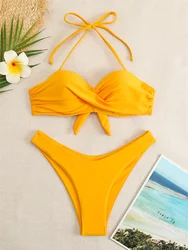 Maillot de bain 2 pièces pour femmes, soutien-gorge push up, culotte tanga, sexy, vêtements de plage, nouvelle collection, 2024