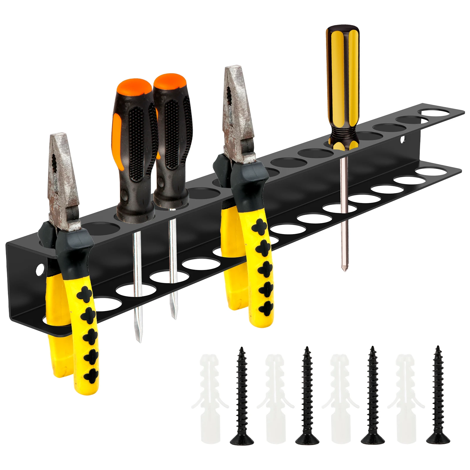 

Screwdriver Wrench Organizer Rack Wall Mounted Pliers Holder Tool Storage Rack 14/23 Holes For Workshop Garage