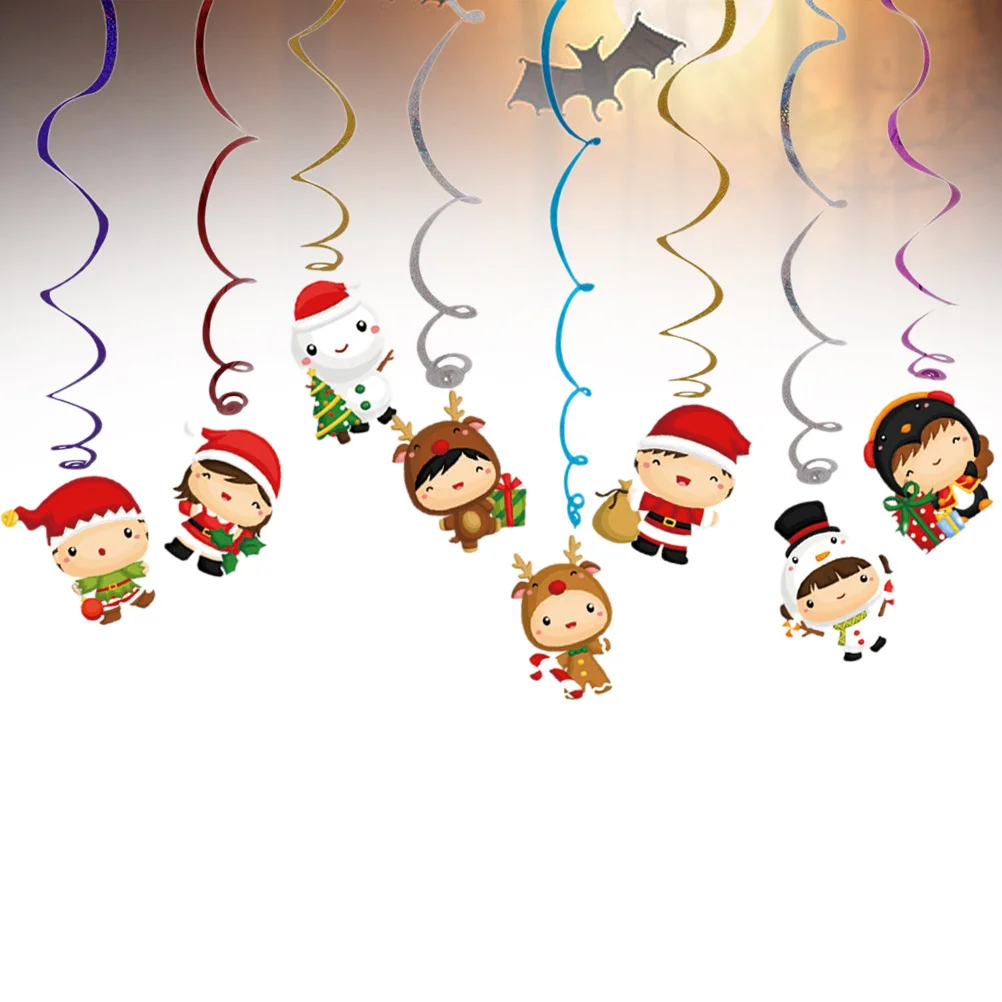 

Festive Hanging Whirls Christmas Decoration Set Spiral Swirls for Indoor Outdoor Party Background Photo Shoots Family