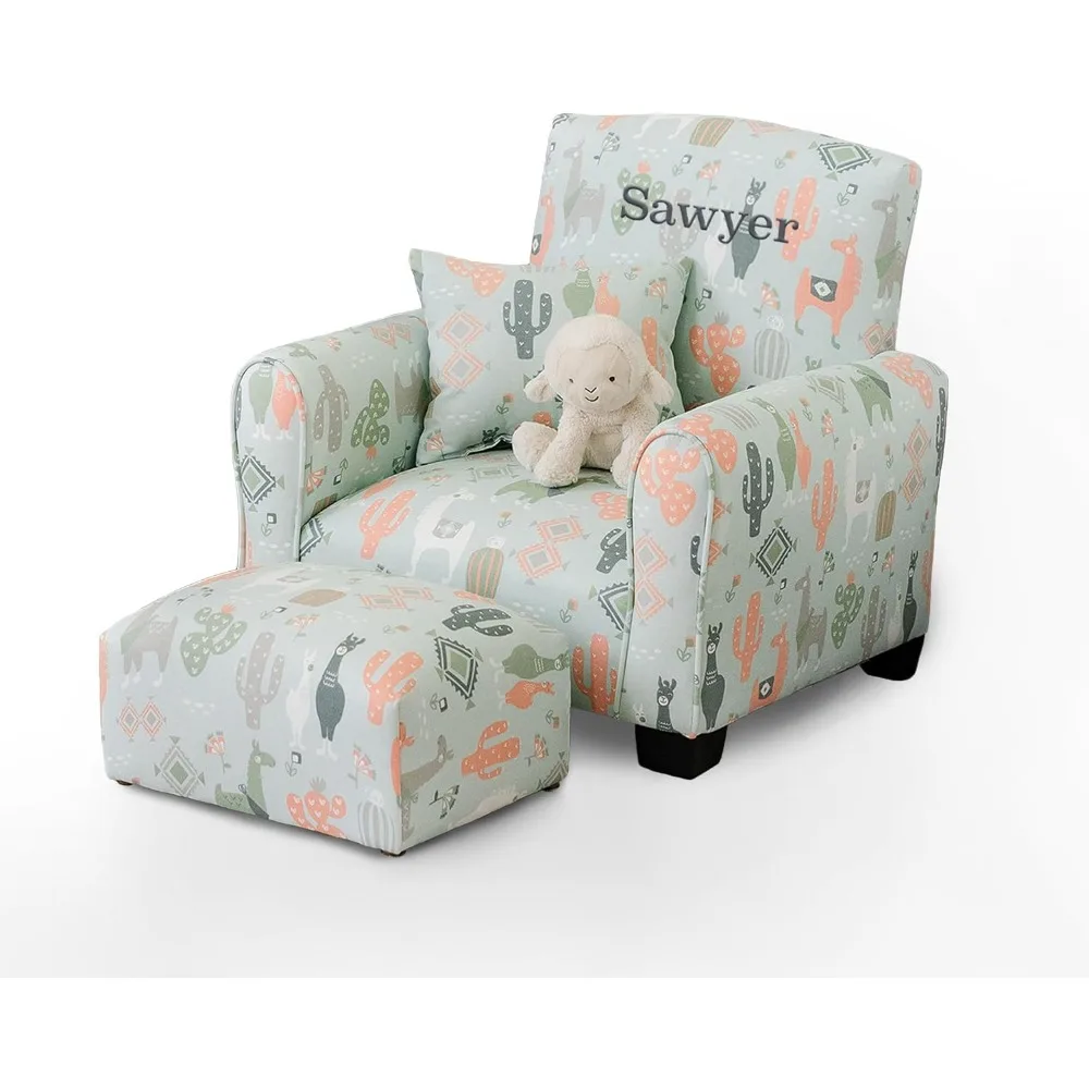 كرسي بذراعين مخصص للأطفال الصغار، كرسي هزاز منجد للأطفال مع تخصيص، كرسي أطفال مع اسم شخصي، مريح