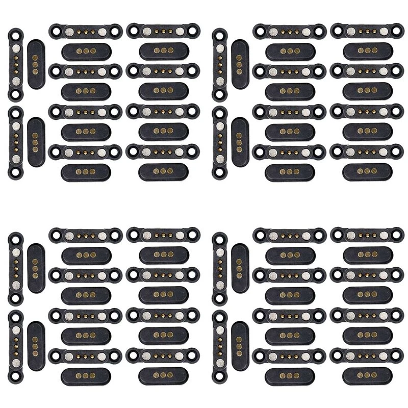 AT51 40 Pairs Spring Loaded Magnetic Pogo Pin Connector 3 Positions Magnets Pitch 2.3 Mm Through Holes Male Female Probe