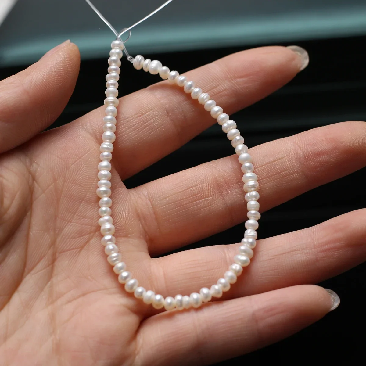Perlas de Agua Dulce Naturales, Lisas, Clásicas, Planas y Casi Redondas, de 3-4 mm, AAA, 18 cm, para Joyería, Fabricación de Collares, Pulseras y Accesorios DIY para Mujer
