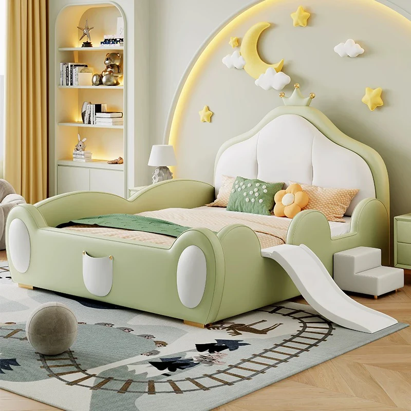 

#For Modern Princess Kids Bed Designer Pop Leather Kids Bed High Quality Bedroom Set with Secure Home Fence