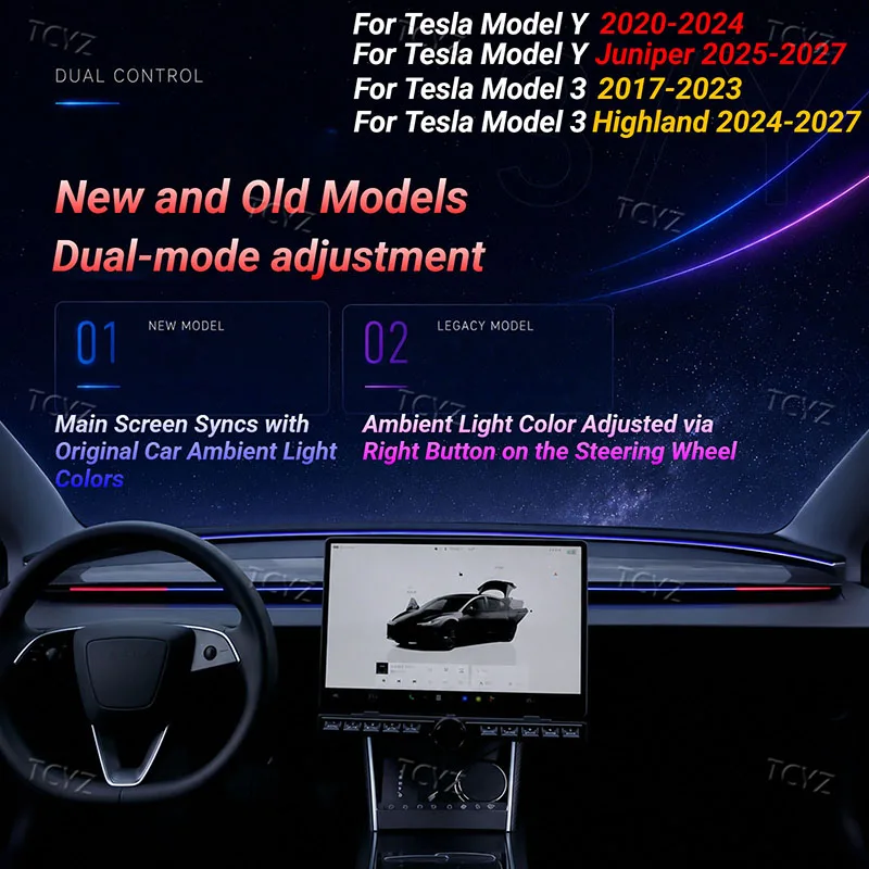 Intelligent Air Vent Ambient Light System Blind Spot Monitoring BSD System for Tesla Model Y 2020-2026&Model 3 2017-2026