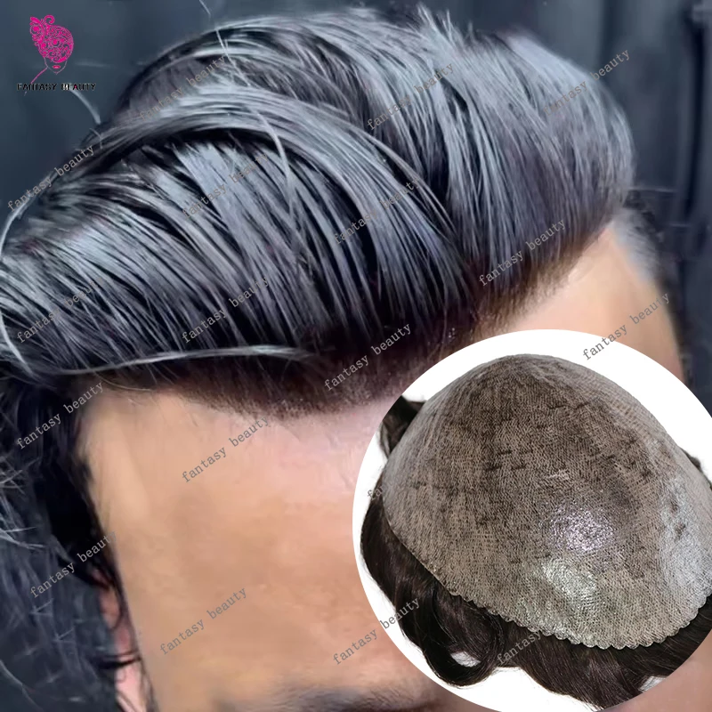 

Natural Hairline Brown Blonde 100%Human Hair Super Durable Thin Micro Skin 1B30 1B65 1B80 Grey Black Men Toupee Cheap Prostheman