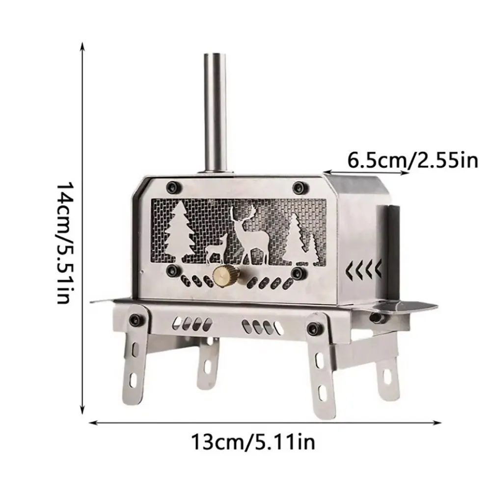 Estufa de madera portátil de acero inoxidable para acampar, soporte de incienso decorativo para árbol de Navidad y mesa de alce