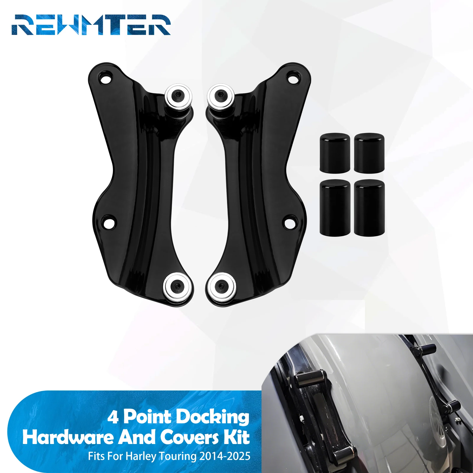 

Motorcycle Detachable 4 Point Docking Hardware Kit Cover For Harley Touring Road King FLHR 2014-2025 Electra Street Glide FLHX