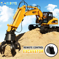 HUINA 571 RC Truck 1/14 16CH Alloy Excavator Wood Ball Grabber Loader Drilling Car Engineering Vehicle Kid Toy Birthday Gift