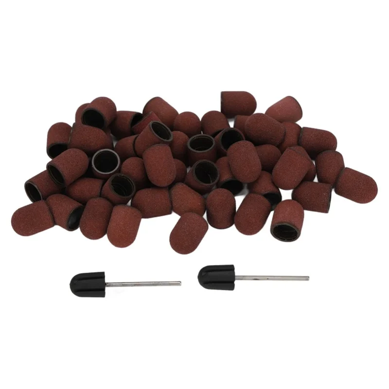 120# Grit Nail Art Sanding Caps Manicure Polishing Grinding Bands Nail Drill Bits Set With Shaft