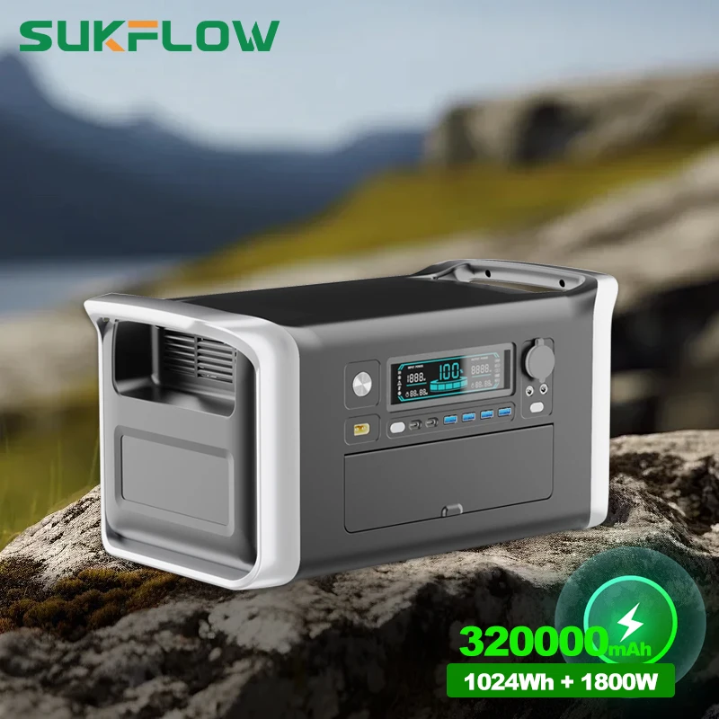 

Sukflow 1024Wh 1800W Portable Power Station Lifepo4 Battery Electric Generator Power Bank for Outdoor Camping Home Emergency Use