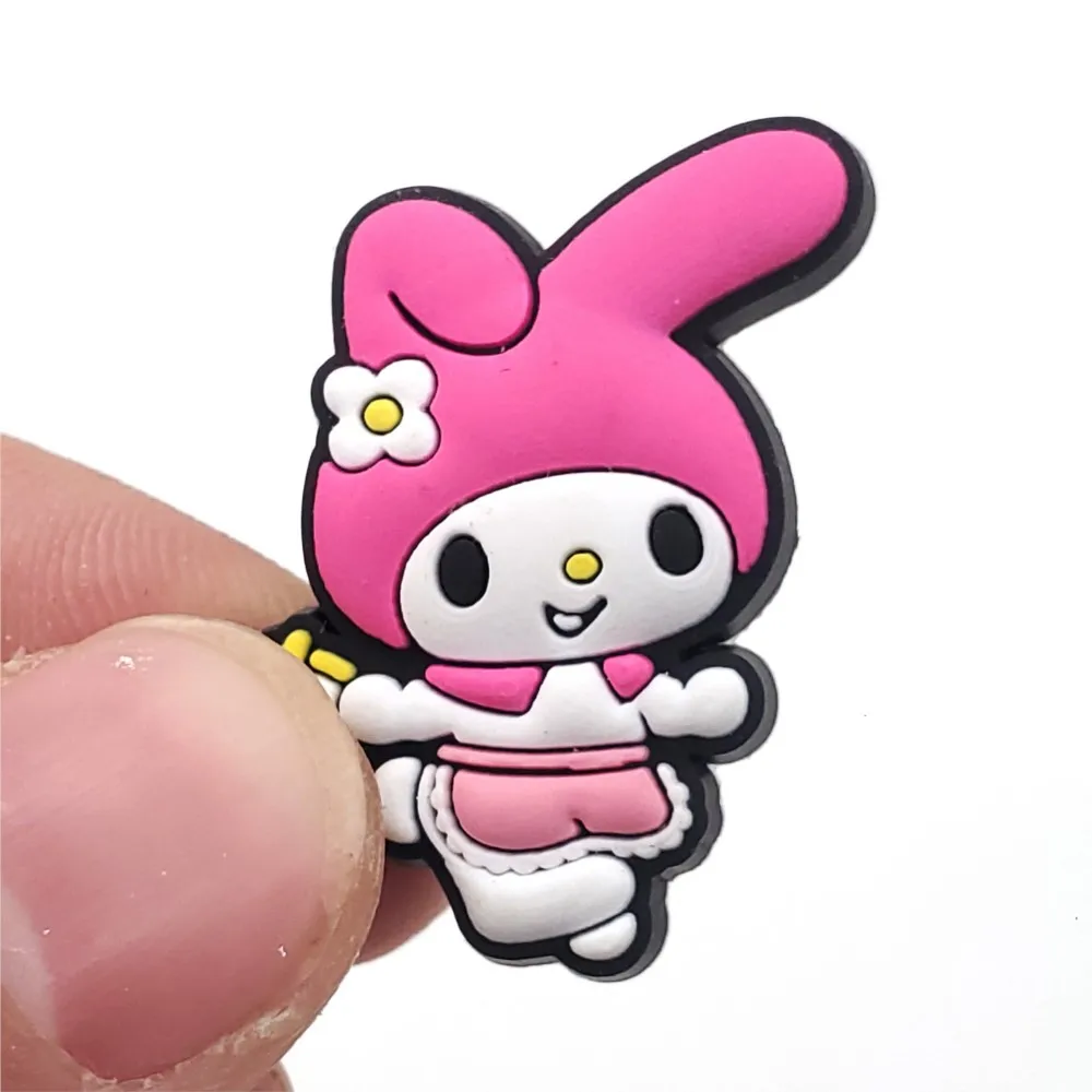 MINISO Cartoon Cute Melody Serie Clogs DIY Shoe Flower Decorative Buckles Detachable Soft Rubber Shoe Decorations Shoe clips