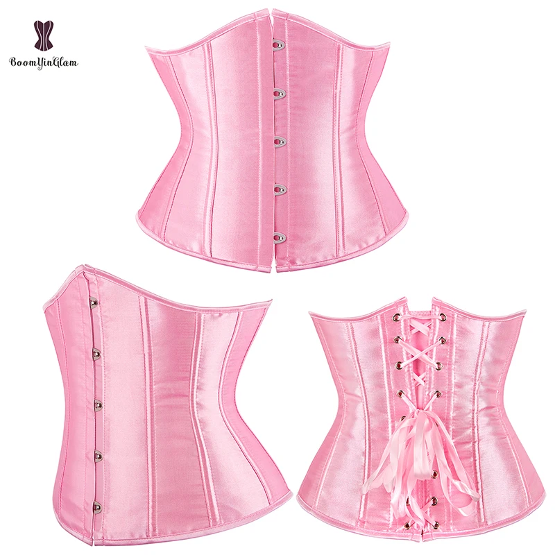 Kim Loại Chất Lượng Cao Busk Kẹp Sỉ Underbust Eo Corset Eo Thon Cinchers Phối Mối Ràng Buộc Satin Nịt 28335 #