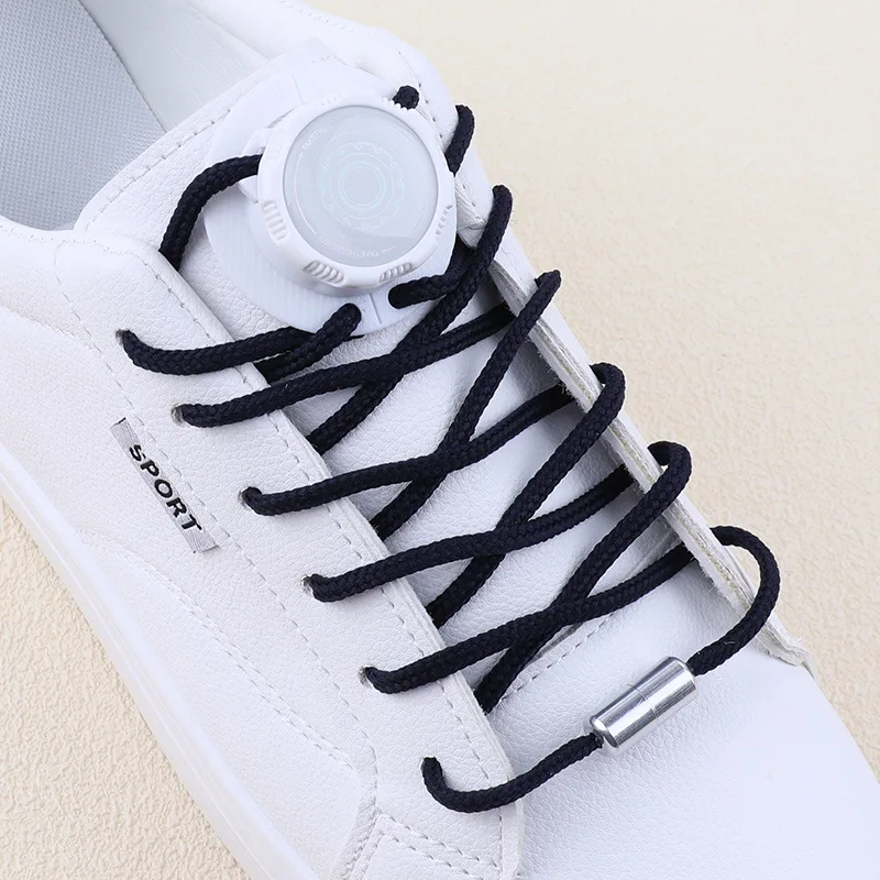 13 Colors Round Automatic Shoelaces Thick Rope with Swivel Buckles Laces Outdoor Sports Shoelace 1Pair