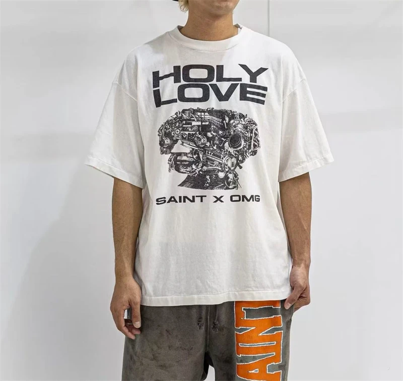 New Summer Vintage SAINT Mx6 Soft Comfortable High Street Washed Shorts Casual Loose Pure Cotton Versatile Men Oversize view 2