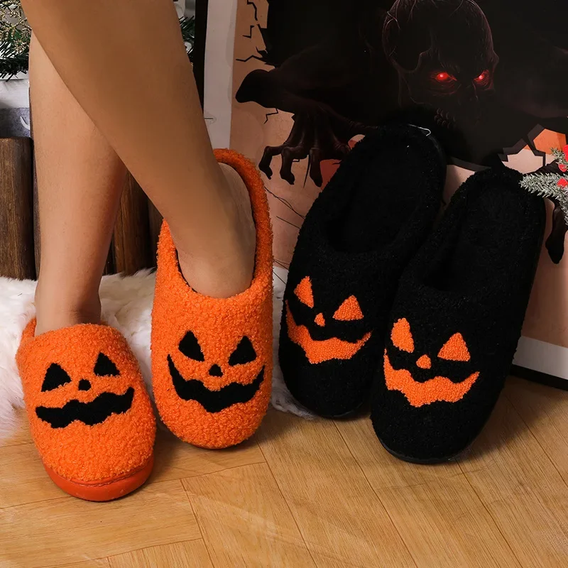 Halloweenowe buty dyniowe Cztery pory roku Damskie kapcie bawełniane Męskie kapcie domowe Wakacyjne przebieranki