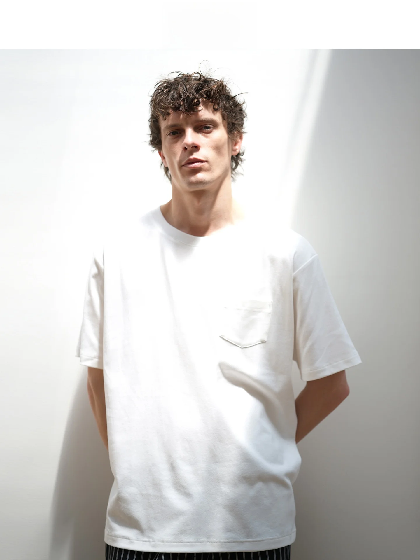 Fysea Knitted Short Sleeve Loose Fit Cotton T-Shirt Casual Home Wear round Neck Shoulder down Men's Summer Top