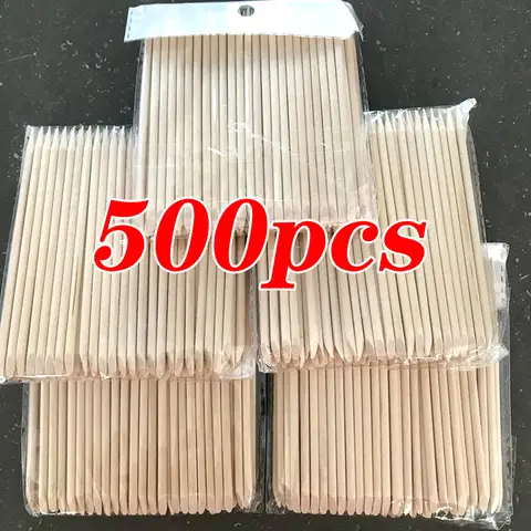 Bâtonnets en bois Orange pour ongles, 100/500 pièces, Double tête, poussoir à cuticules, dissolvant de pédicure, manucure, outil 11.5cm, cueillette de strass