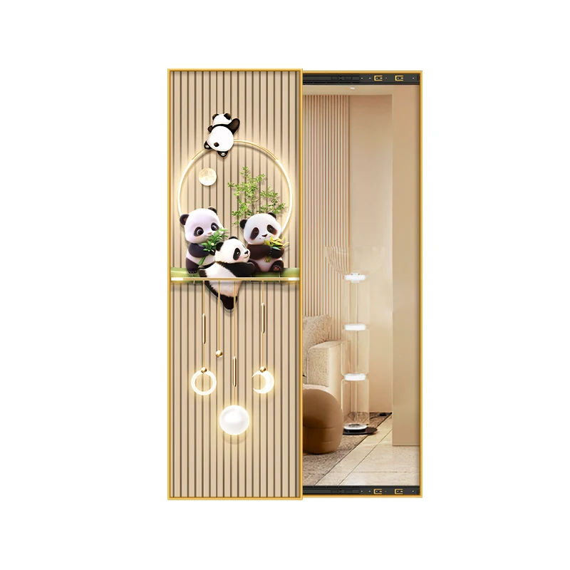 Invisible push-pull full-length mirror decorative painting cream wind porch full-length mirror mural hidden type can be closed