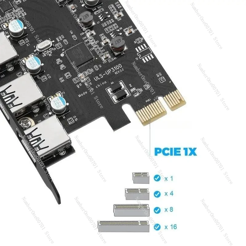 PCI-E USB3.0 Card 4-Port Type C (1) TypeA (3) FL1100 Chip 5Gbps without Additional Power Cables for Desktop Computer PC