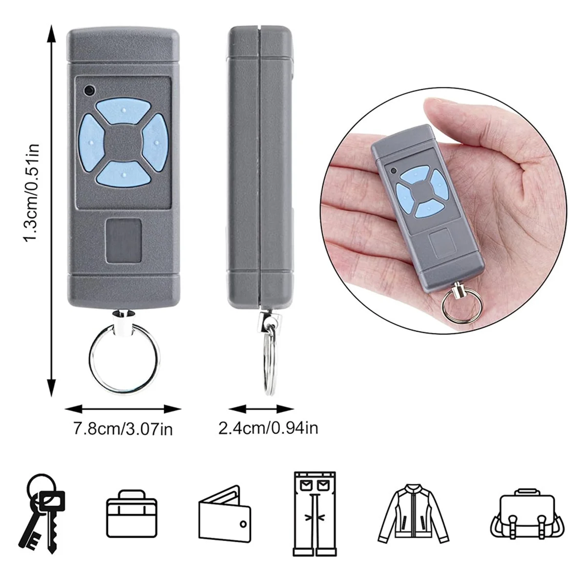 ชุดรีโมทประตูโรงรถ2ตัวใช้ได้กับเครื่องส่งสัญญาณแบบมือถือ868.3 MHz HSM4 HSM2 Hormann