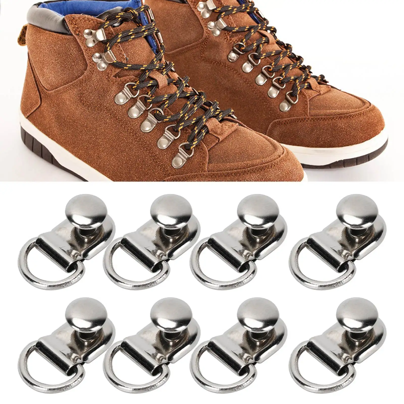 ZK30 100 Set Gancio per lacci DRing Occhiello Fibbia Borsa in pelle per scarpe in ottone Strumento per rivetti fai da te