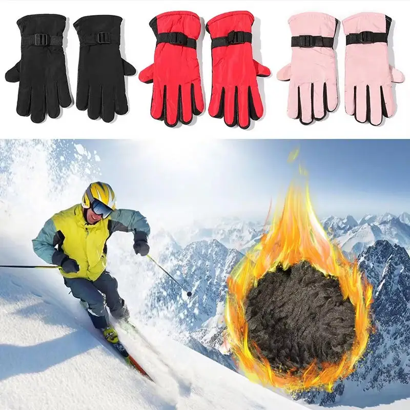 1pair Kids Gloves Waterproof Outdoor Full Finger Thermal Gloves Children Winter Snow Mittens For For 3-13 Years Old Boy Girl