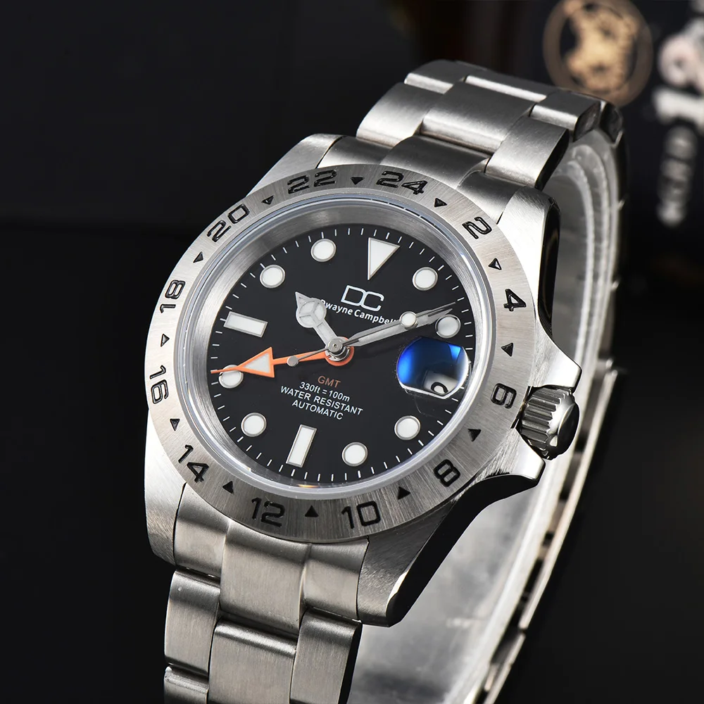 39mm GMT steel 24-hour bezel DC Luxury Brand watch with NH35 movement sapphire glass explorer watch case accessories
