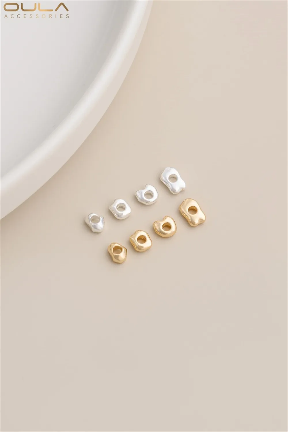 

14K Gold-encrusted Irregular-shaped Spacers Broken Gold Beads Broken Silver Diy Handcrafted Bracelets Necklaces, Accessories