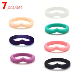 Heart-shaped Silicone Ring Set - 7pcs Fashion Sports Love Rubber Bands Hypoallergenic Flexible Finger Rings for Women