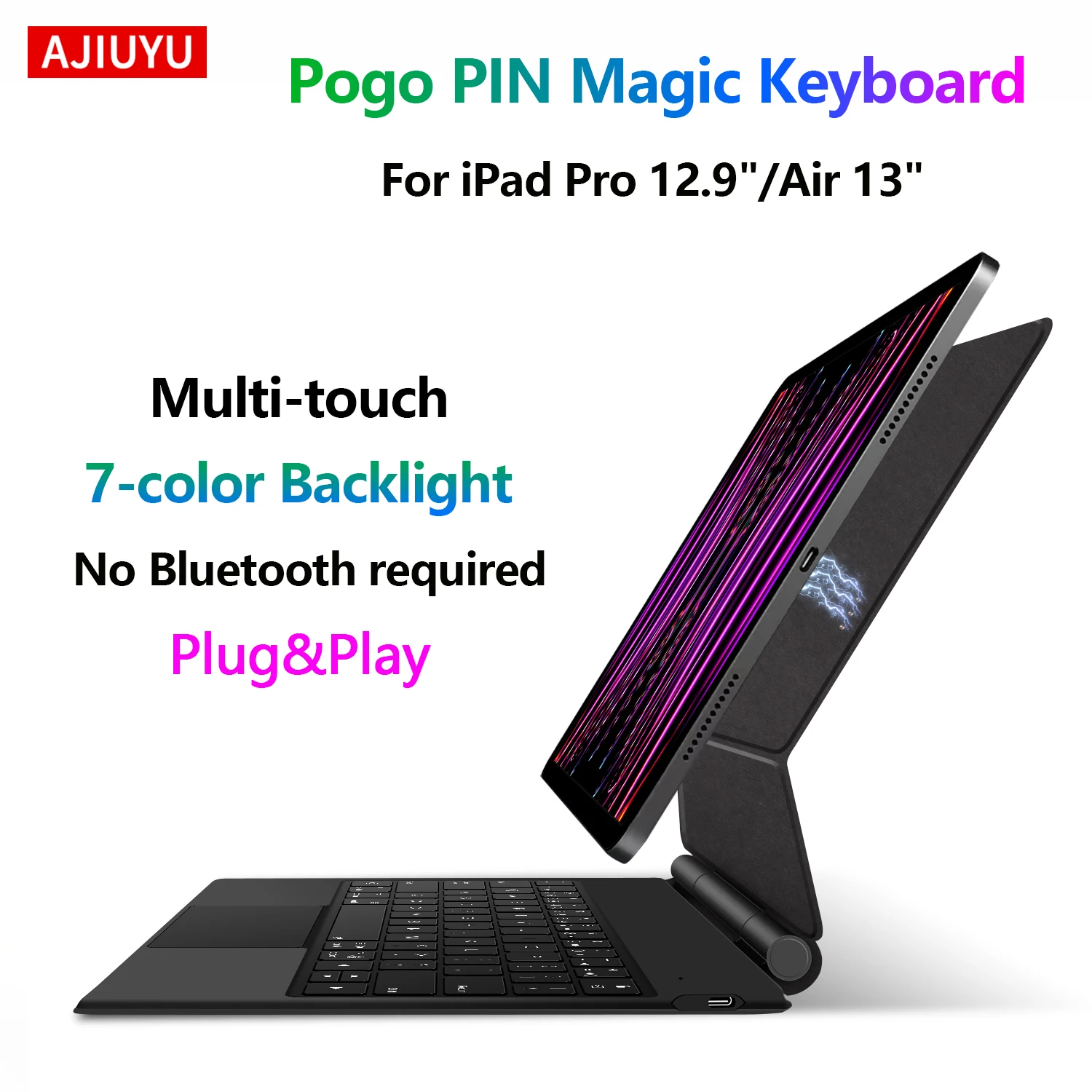Multi-Touch Trackpad Pogo Pin Direct Connection Magic Keyboard Case for iPad Pro 12.9 3rd-6th Gen & iPad Air 13 Inch M4/M3/M2