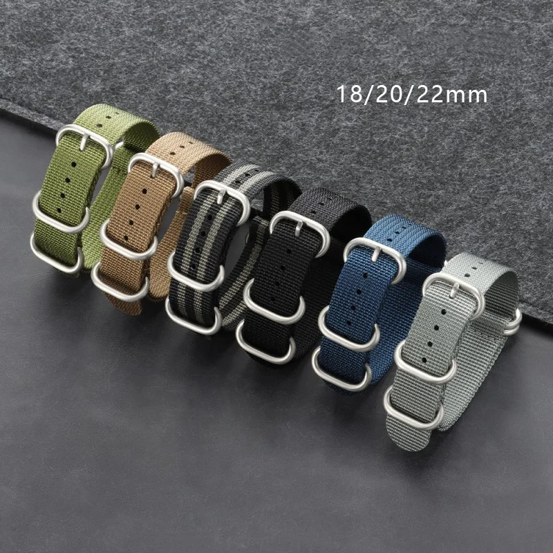 

18mm 20mm 22mm High Quality Nylon Watch Strap Stainless Steel Pin Watch Buckle Watch Band for Universal Sport Watch Bracelet