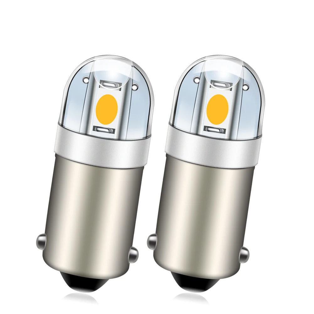 

Ruiandsion BA9S Miniature LED Auto Instrument Signal Bulb 6V 12V 24V 110V 220V White Yellow 2PCS