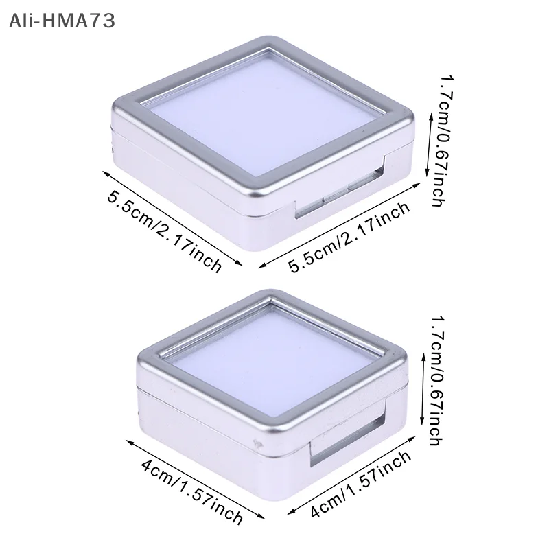 （YY)1Pc 2025 New Transparent Top Lid Storage Box Coin Jewelry Display Storage Crafts Show Case Holder Container Storage Tool