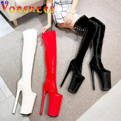 Women Lace-up Pole Dancing Fashion Long Boots Sexy Party Over-the-Knee High Heels Pumps Nightclub Stripper Platform Shoes 26CM