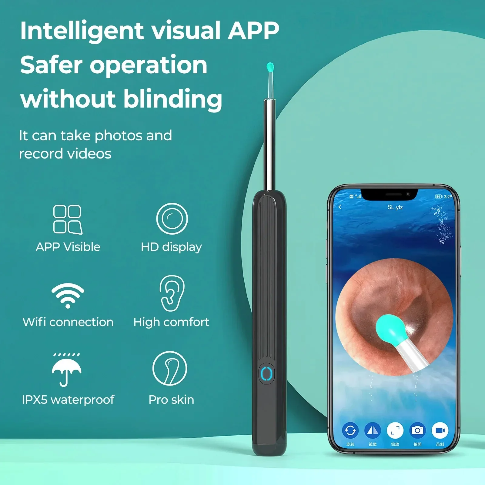 

Wireless Smart Visual Ear Cleaner 1080P Ear Stick Otoscope NE3 Ear Wax Removal Tool Earpick Camera Endoscope for iOS Android New