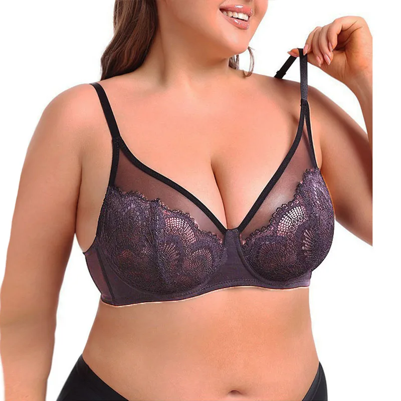 

Dimmkof BCDE Cup Minimizer Bra Plus Size Mermaid Scales Lace Bra Full Coverage for Heavy Breast Lace Bras Everyday Mesh Big Bust