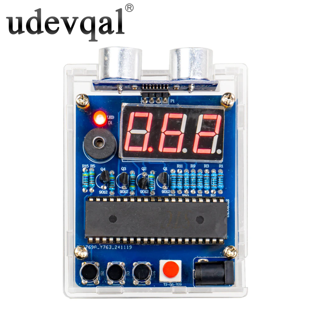 STC DIY Ultraschall-Entfernungsmessungs-Set mit LED, Messbereich 0-4M, Auto-Rückfahrradar-Alarm, Praxis-DIY-Schweißprojekt