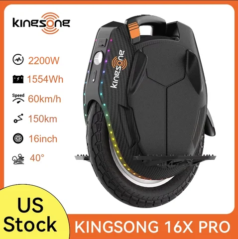 KingSong 16X Pro EUC 2200W 37 MPH & 99-Mile Range High Torque Electric Unicycle Smart App Self Balancing City Commuter Wheel for Adults