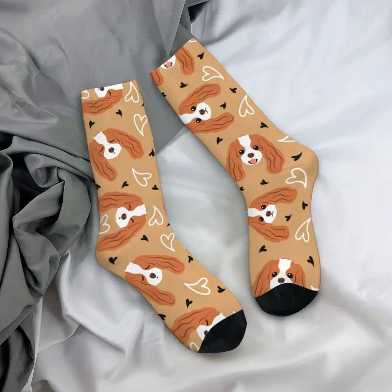 Cute Cavalier King Charles Spaniel Dress Socks Men Women Warm Funny Novelty Dog Puppy Crew Socks