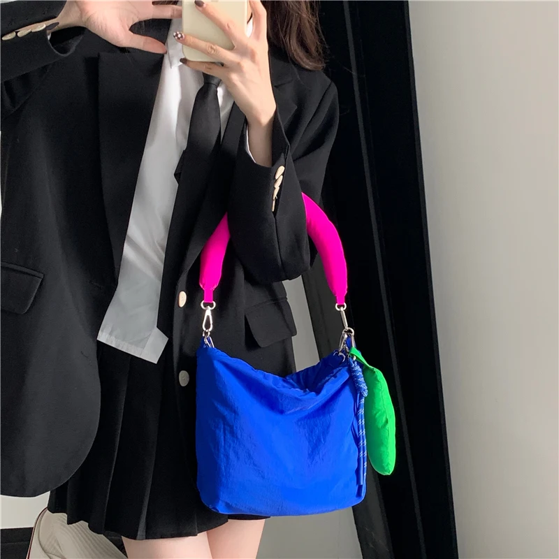 Klein Blue Space Padded Women Shoulder Bags Fashion Design Ladies Small Purse Handbags Color Contrast Nylon Female Crossbody Bag