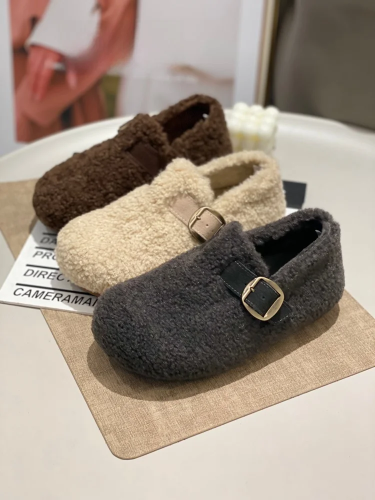 

Women's Winter Warm Cotton oes Faionable Casual Comfortable Lightweight Furry Slippers round Toe Rubber Outsole oes
