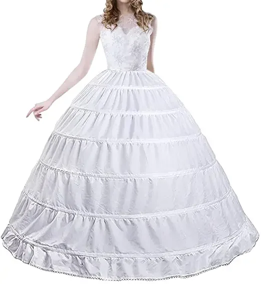 

Women 6 Hoops Petticoat Skirt for Party Wedding Crinoline Slip Underskirt