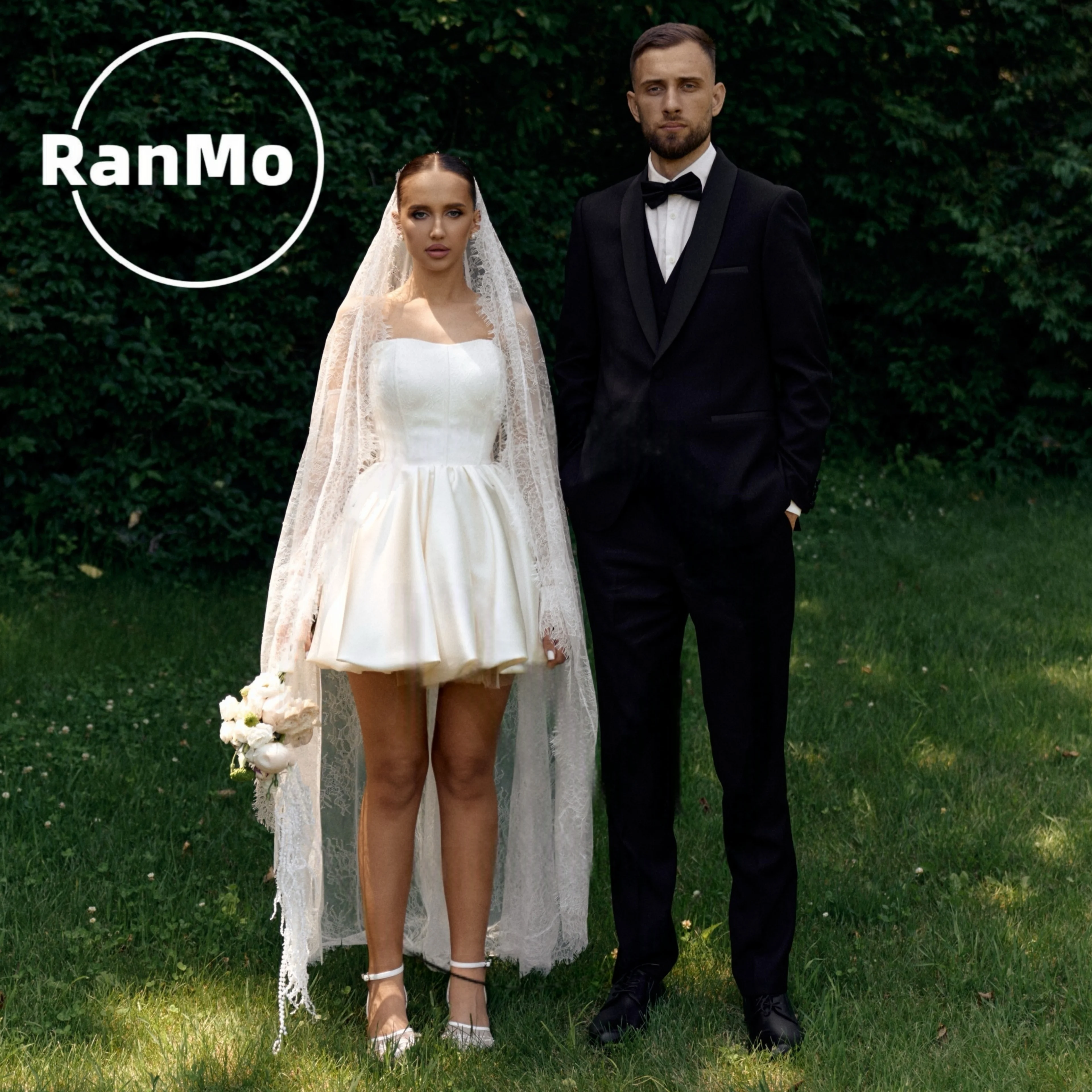 Ranmo Simple Strapless Wedding Dress 2027 Bodycon Short Skirt Decoration Bridal Gown Robe Mariée Vintage Vestidos De Novia