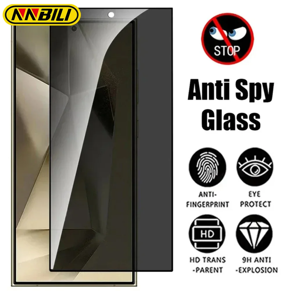 NNBILI Privacy Tempered Glass for Samsung Galaxy S24 Ultra S24+ Plus Fingerprint Unlocking Anti-spy Screen S24 Protector Glass